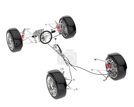 Téléchargez les photos : Kit de suspension de voiture. rendu 3d - illustration - en image libre de droit