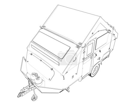 Téléchargez les photos : Caravan camper isolated on white background. 3d rendering - illustration - en image libre de droit