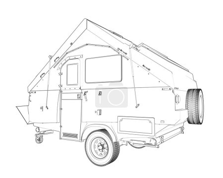 Téléchargez les photos : Caravan camper isolated on white background. 3d rendering - illustration - en image libre de droit