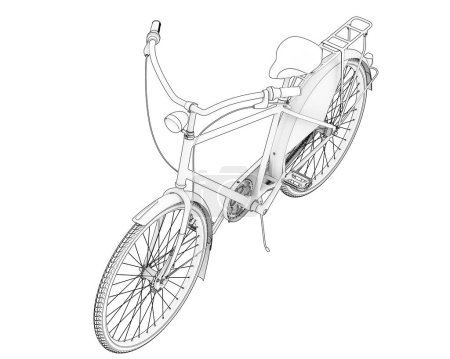 Téléchargez les photos : Black and white illustration of classic bike - en image libre de droit
