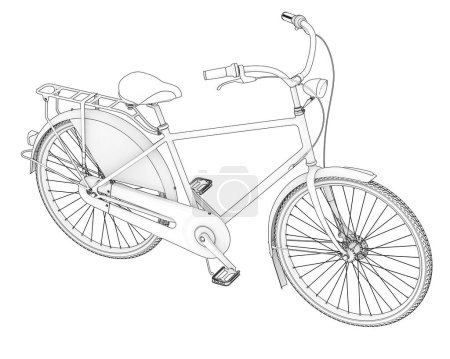 Photo for Black and white illustration of classic bike - Royalty Free Image