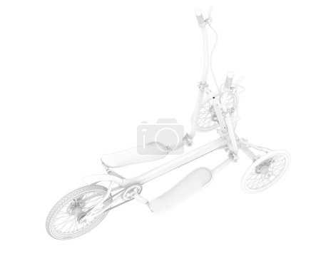 Foto de Elliptical bike isolated on white background. 3d rendering - illustration - Imagen libre de derechos
