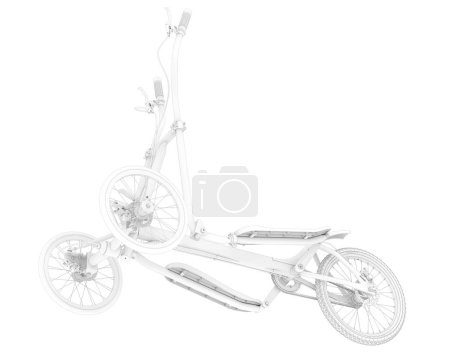 Téléchargez les photos : Elliptical bike isolated on white background. 3d rendering - illustration - en image libre de droit