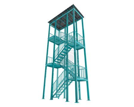 Téléchargez les photos : Fire escape stairs isolated on white background - en image libre de droit