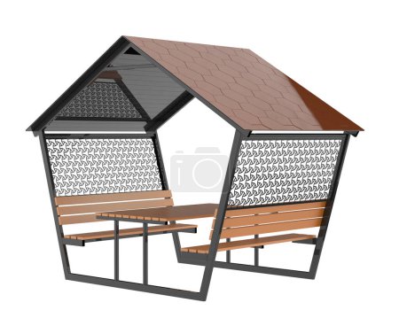 Foto de Stylish garden roof with seats, outdoor veranda - Imagen libre de derechos
