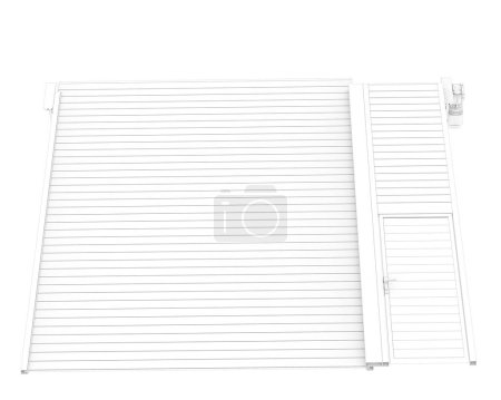 Téléchargez les photos : Porte de garage isolée sur fond blanc. rendu 3d - illustration - en image libre de droit