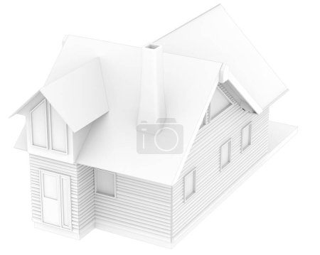 Photo for House isolated on white background. 3d rendering - illustration - Royalty Free Image