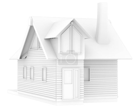 Téléchargez les photos : House isolated on white background. 3d rendering - illustration - en image libre de droit