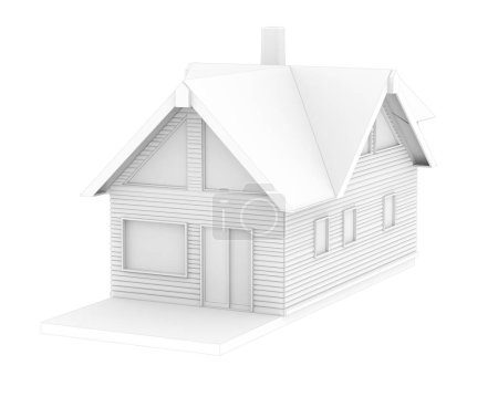 Foto de House isolated on white background. 3d rendering - illustration - Imagen libre de derechos