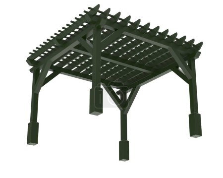 Photo for 3D art, model of Pergola roof. graphic illustration of construction - Royalty Free Image