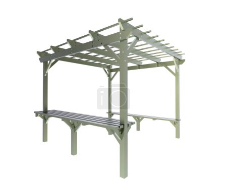 Foto de Modelo 3D de techo de pérgola. ilustración gráfica de la construcción de edificios - Imagen libre de derechos