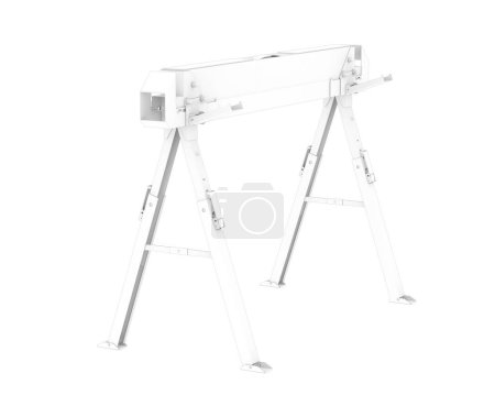 Photo for Sawhorse isolated on white background, 3d rendering - illustration - Royalty Free Image