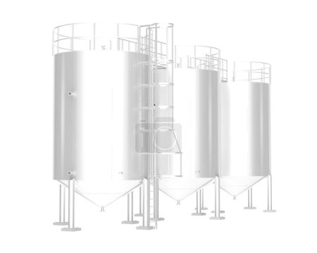 Photo for Silos, tall towers or pits on a farm used to store grain, illustration - Royalty Free Image