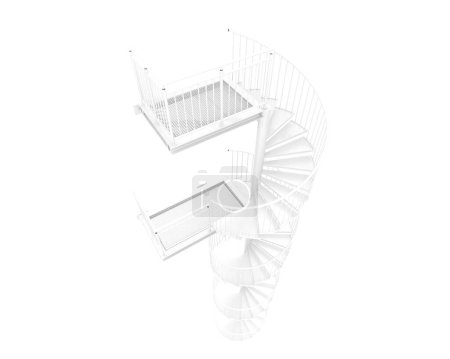 Photo for Spiral staircase isolated over white background, illustration - Royalty Free Image