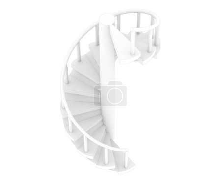 Téléchargez les photos : Spiral staircase isolated over white background, illustration - en image libre de droit