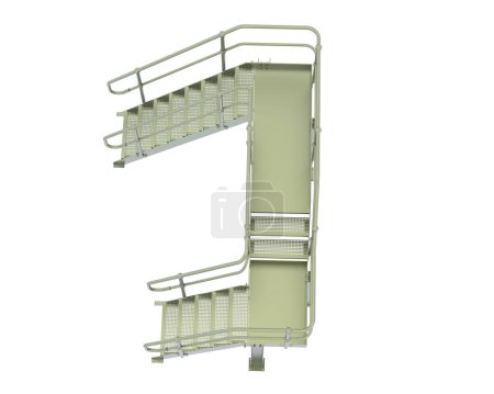 Photo for Stairs with platform isolated over white background, illustration - Royalty Free Image