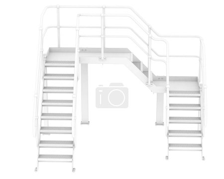 Téléchargez les photos : Stairs with platform isolated over white background, illustration - en image libre de droit