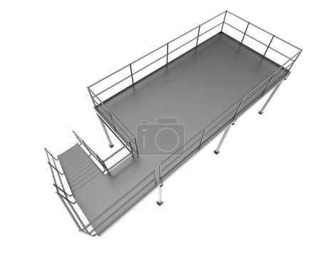 Photo for Stairs with platform isolated over white background, illustration - Royalty Free Image