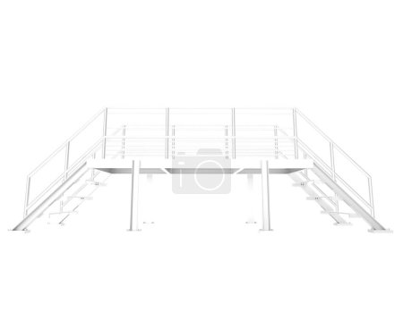 Téléchargez les photos : Stairs with platform isolated over white background, illustration - en image libre de droit