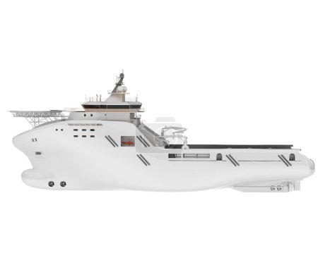 Foto de 3d rendering of big ship isolated on white background. Vessel illustration - Imagen libre de derechos
