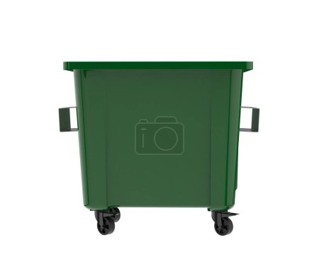Téléchargez les photos : Green garbage bin isolated on a white background. 3d illustration - en image libre de droit