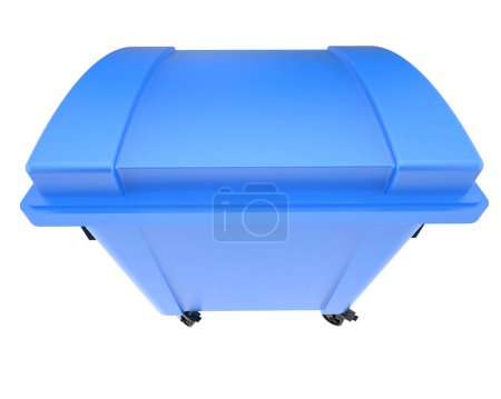 Téléchargez les photos : Blue garbage bin isolated on a white background. 3d illustration - en image libre de droit