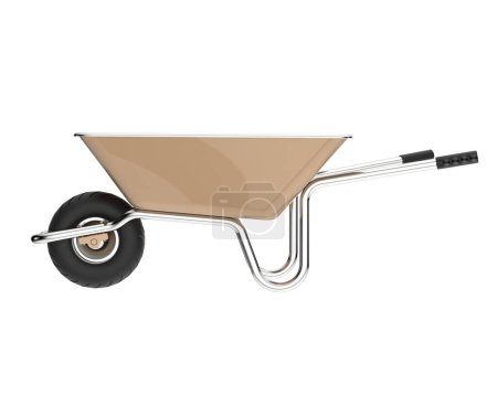 Téléchargez les photos : 3d render of wheelbarrow isolated on white background - en image libre de droit