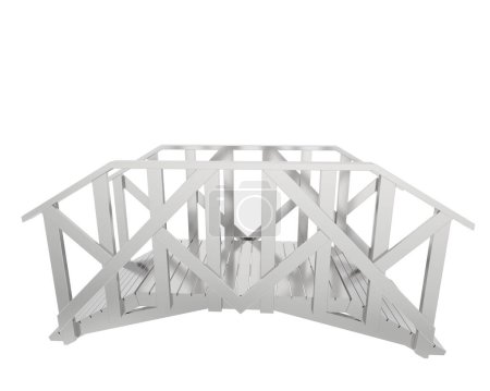 Foto de 3d rendering of wooden bridge isolated on white background - Imagen libre de derechos
