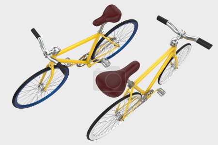 Téléchargez les photos : Two fixie bicycles isolated on white background - en image libre de droit