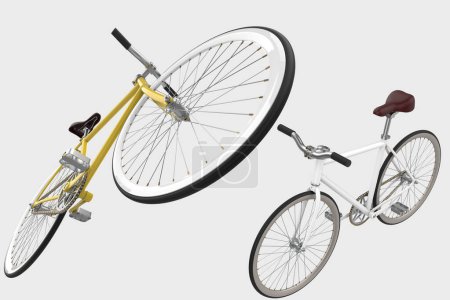 Photo for Two fixie bicycles isolated on white background - Royalty Free Image