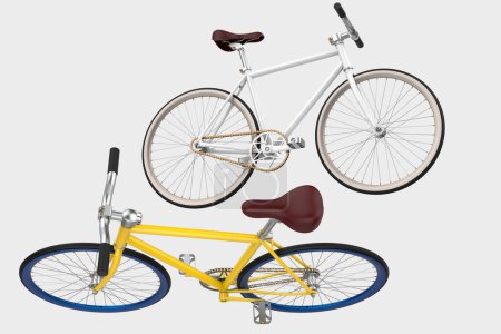 Téléchargez les photos : Two fixie bicycles isolated on white background - en image libre de droit