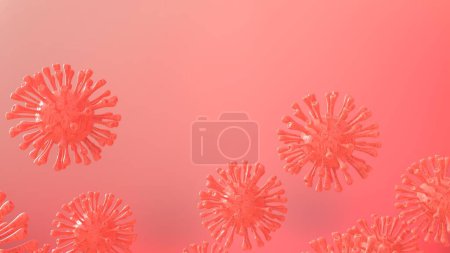 Foto de Coronavirus close-up scene isolated on background. Ideal for large publications or printing. 3d rendering - illustration - Imagen libre de derechos