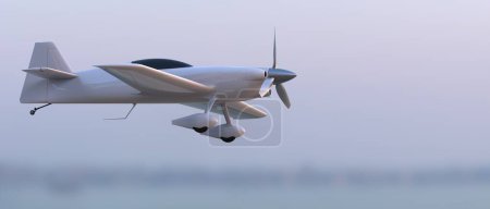 Téléchargez les photos : Aerobatic plane on background. Extreme airplane. 3d rendering - illustration - en image libre de droit