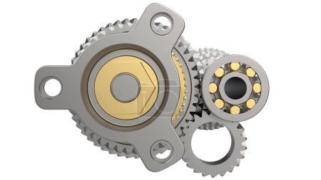 Photo for 6 speed transmission isolated on background with mask. 3d rendering - illustration - Royalty Free Image