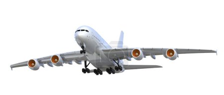 Téléchargez les photos : Avion volant isolé en arrière-plan. rendu 3d - illustration - en image libre de droit