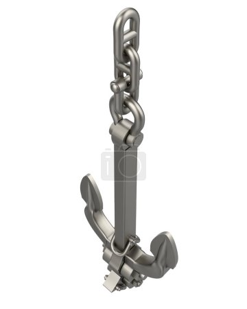 Photo for Big ship anchor close-up scene isolated on background. Ideal for large publications or printing. 3d rendering - illustration - Royalty Free Image