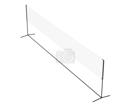 Téléchargez les photos : Filet de badminton isolé sur fond gris. rendu 3d - illustration - en image libre de droit