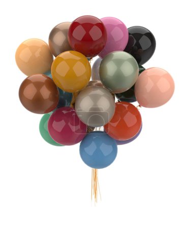 Photo for A bunch of balloons isolated on background. 3d rendering- illustration - Royalty Free Image