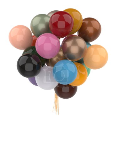 Photo for A bunch of balloons isolated on background. 3d rendering- illustration - Royalty Free Image