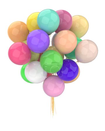 Foto de Un montón de globos aislados en el fondo. 3D rendering- ilustración - Imagen libre de derechos