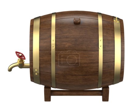 Photo for Wooden barrel with beer isolated on white - Royalty Free Image