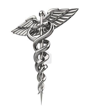 Photo for Caduceus. Medicine symbol isolated on background. Ideal for large publications or printing. 3d rendering - illustration - Royalty Free Image