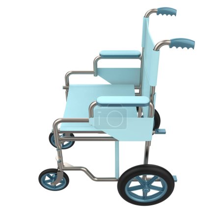 Foto de Silla de ruedas azul 3D aislada en blanco - Imagen libre de derechos