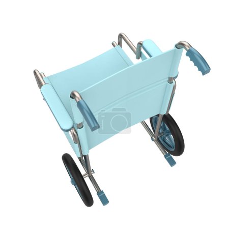 Téléchargez les photos : Fauteuil roulant bleu 3D isolé sur blanc - en image libre de droit