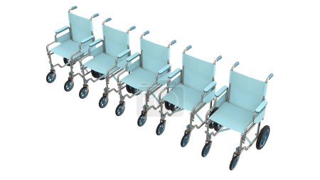 Foto de Ilustración 3D de muchas sillas de ruedas aisladas en blanco - Imagen libre de derechos