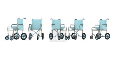 Foto de Ilustración 3D de muchas sillas de ruedas aisladas en blanco - Imagen libre de derechos