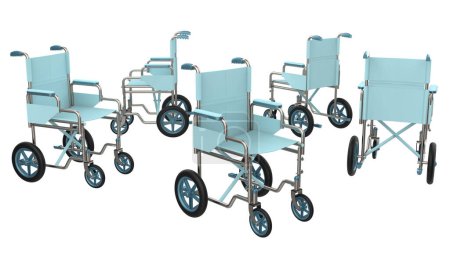 Téléchargez les photos : Illustration 3D de nombreux fauteuils roulants isolés sur blanc - en image libre de droit