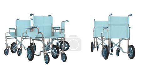 Téléchargez les photos : Illustration 3D de nombreux fauteuils roulants isolés sur blanc - en image libre de droit