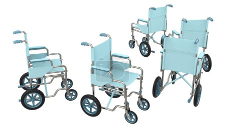 Photo for 3D illustration of many Wheel Chairs isolated on white - Royalty Free Image
