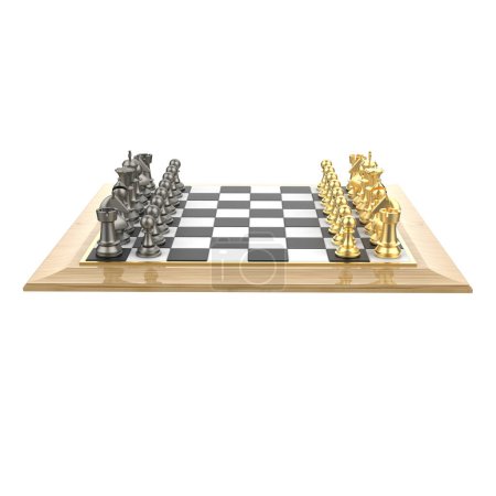Foto de 3d ilustración de mesa de ajedrez con piezas - Imagen libre de derechos